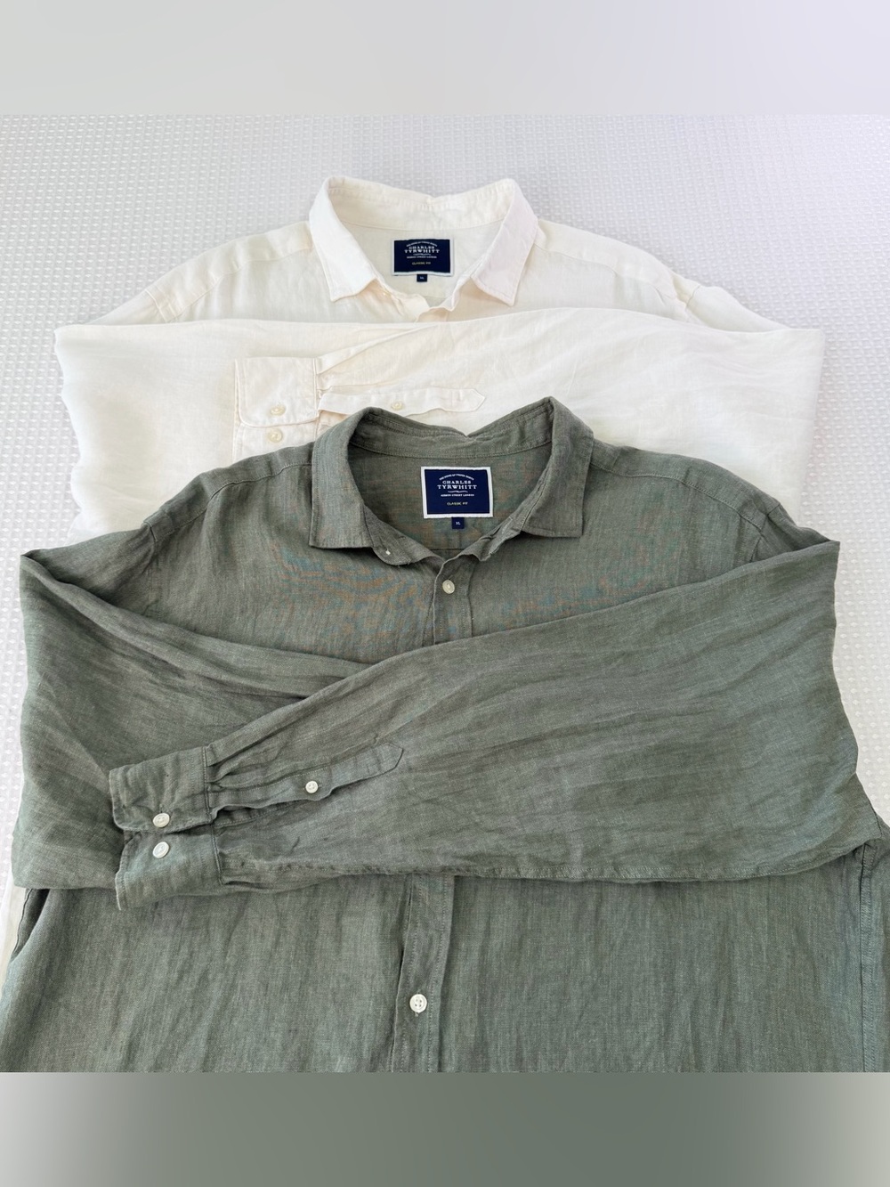 Charles Tyrwhitt Linen Button Up Shirt Bundle Green White Classic Resort Size XL